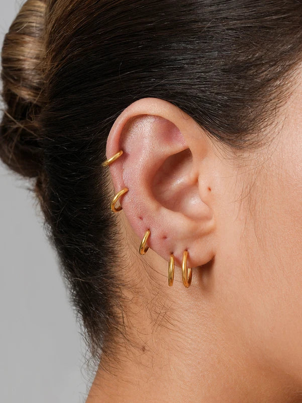 Small Hoop Earrings for Women - 18K Gold Plated Surgical Steel Huggie Earrings, Cartilage Helix Tragus