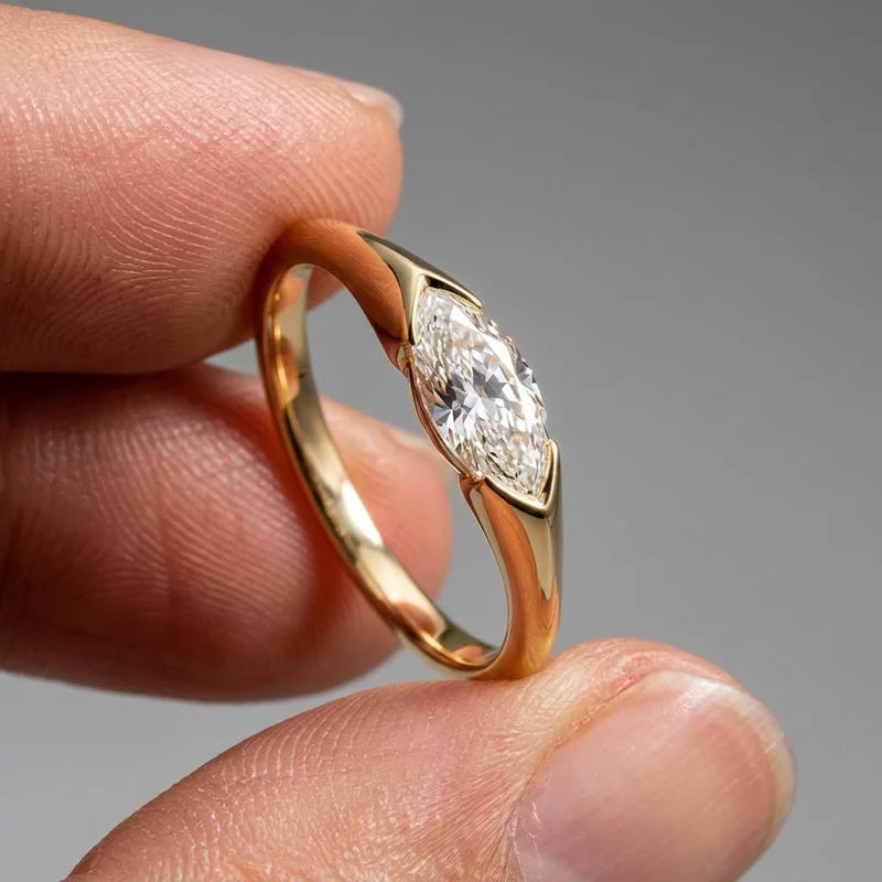 925 Sterling Silver Wedding Bands for Women - Elegant Marquise Zirconia Ring Set