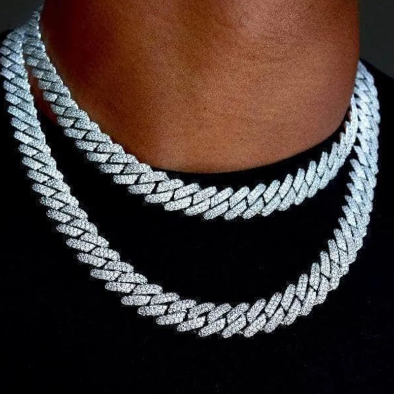 14mm Iced Out Prong Cuban Link Chain Necklace - Unisex Hip Hop Jewelry