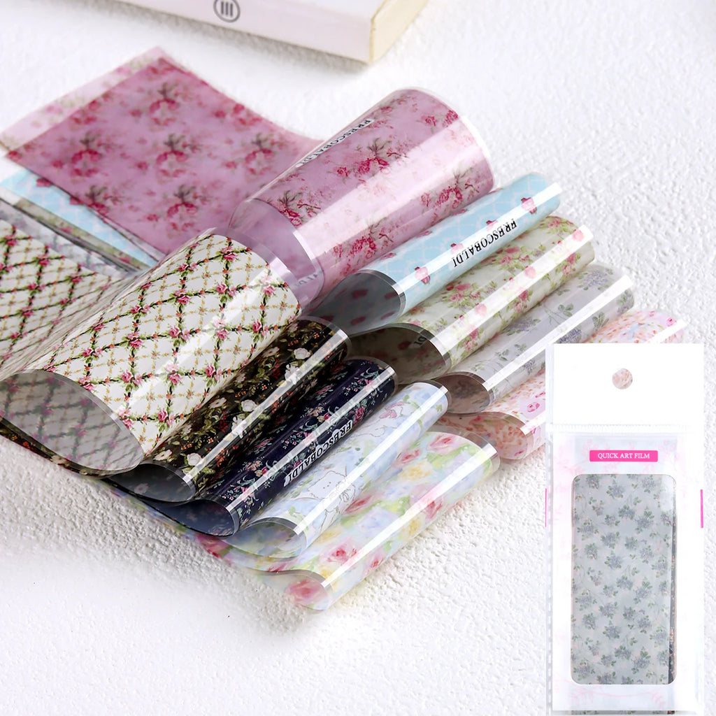 Summer Floral Nail Art Transfer Stickers - Wildflower & Starry Sky Designs
