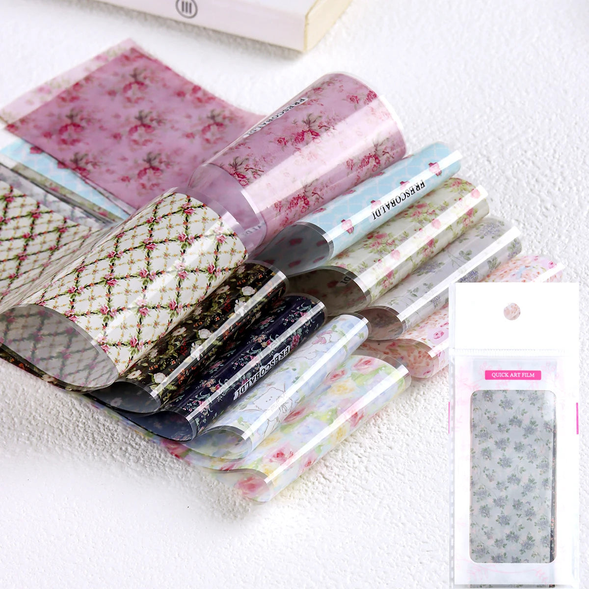 Summer Floral Nail Art Transfer Stickers - Wildflower & Starry Sky Designs