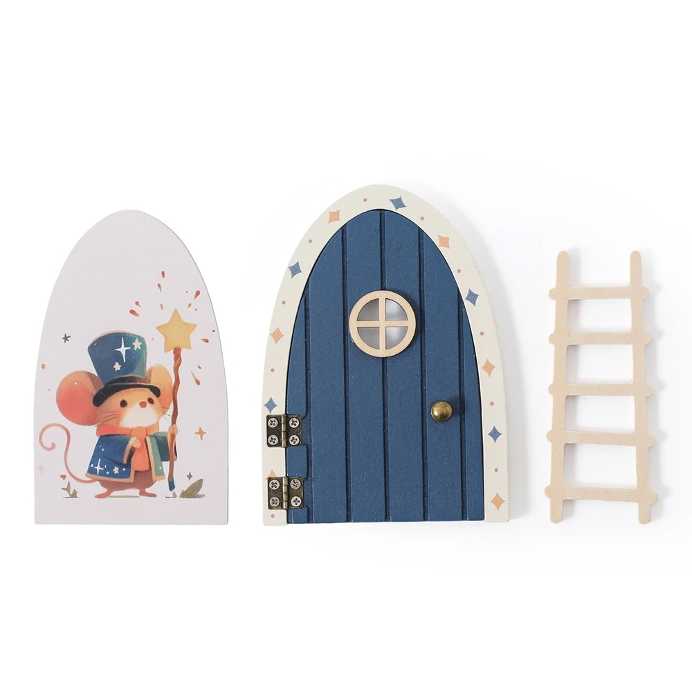 Wooden Fairy Elf Dollhouse Door Decorations - Miniature Craft Wall Ornaments