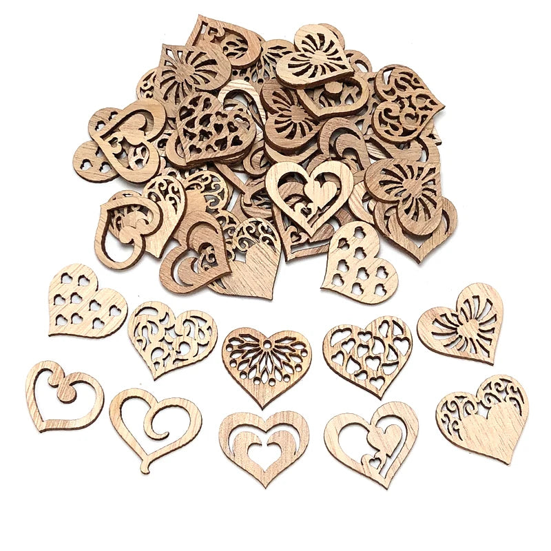 50pcs Heart Wooden Hanging Decorations Love Wedding Party Home Decor