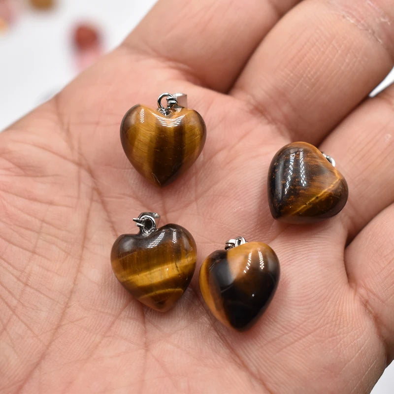 Natural Stone Heart Charms for Jewelry Making 15mm Lot of 30