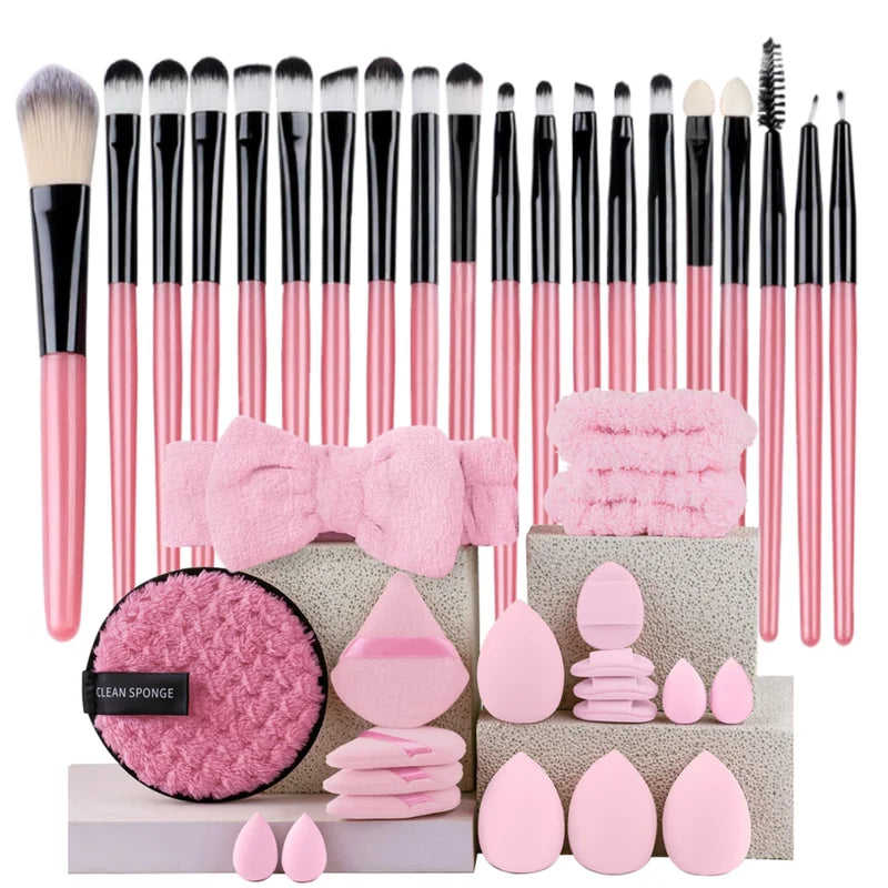 20pcs Makeup Brush Set with Soft Fluffy Brushes for Foundation Eyeshadow Blending - Multiple Handle Colors