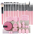 20pcs Makeup Brush Set with Soft Fluffy Brushes for Foundation Eyeshadow Blending - Multiple Handle Colors