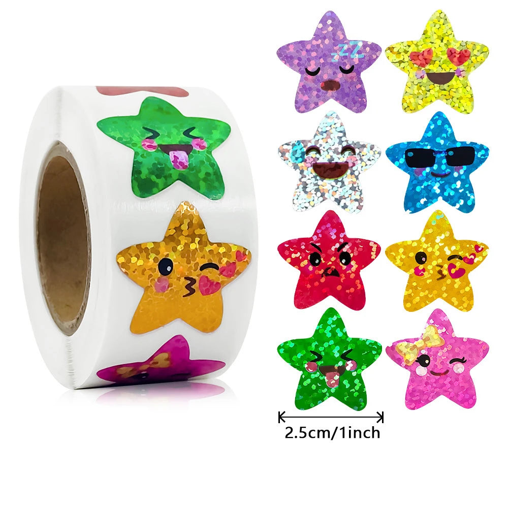 Colorful Star Stickers for Kids Classroom Rewards DIY Party Favors - 100-500 pcs