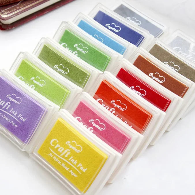 15-Color Inkpad Set for DIY Crafts Rubber Stamps Fabric Paper Scrapbooking
