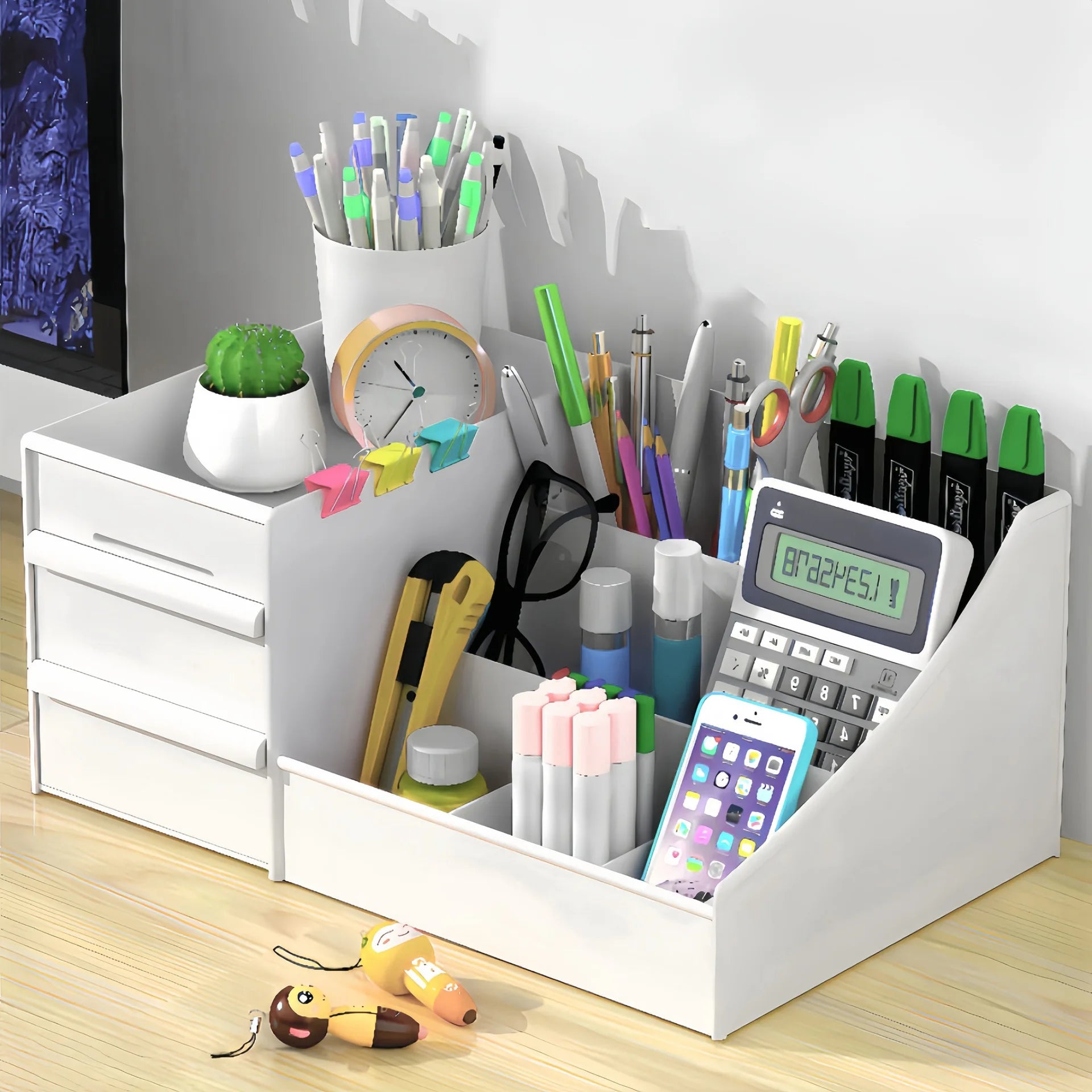Desktop Makeup Organizer with Drawers - Black Cosmetic Storage Box for Vanity