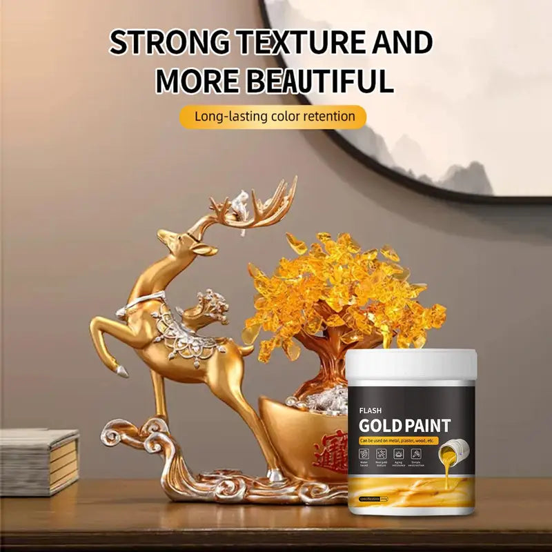 Liquid Gold Paint 300g Metallic Gilding Paint for Wood Metal Plaster Art