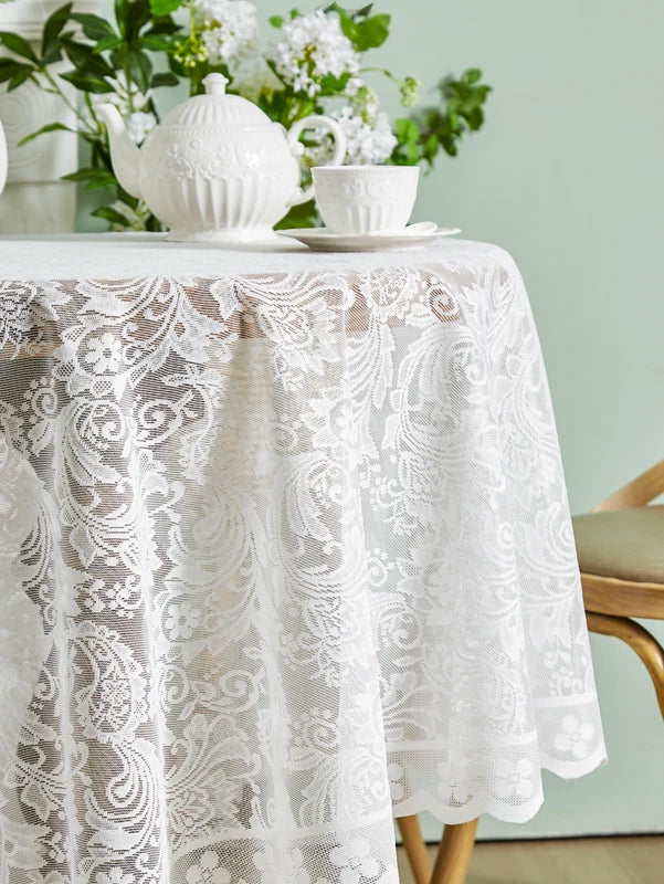 Round Lace Tablecloth for Wedding Outdoor Dining & Party Decor