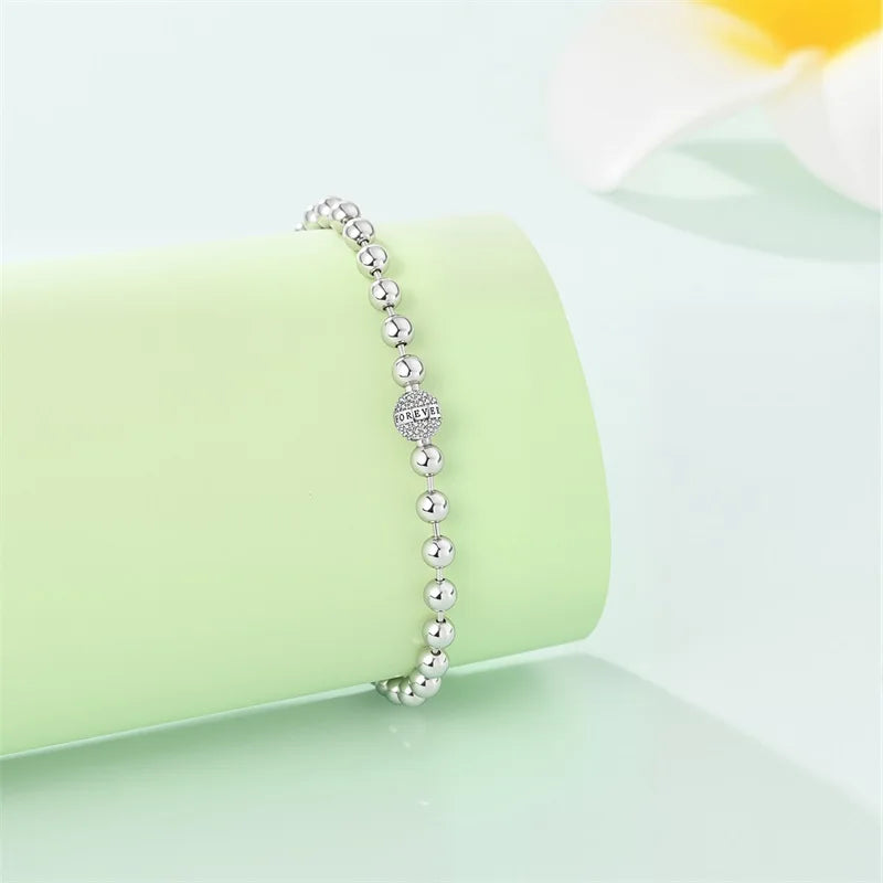 Sterling Silver Love Forever Bead Bracelet for Women - Anniversary Jewelry