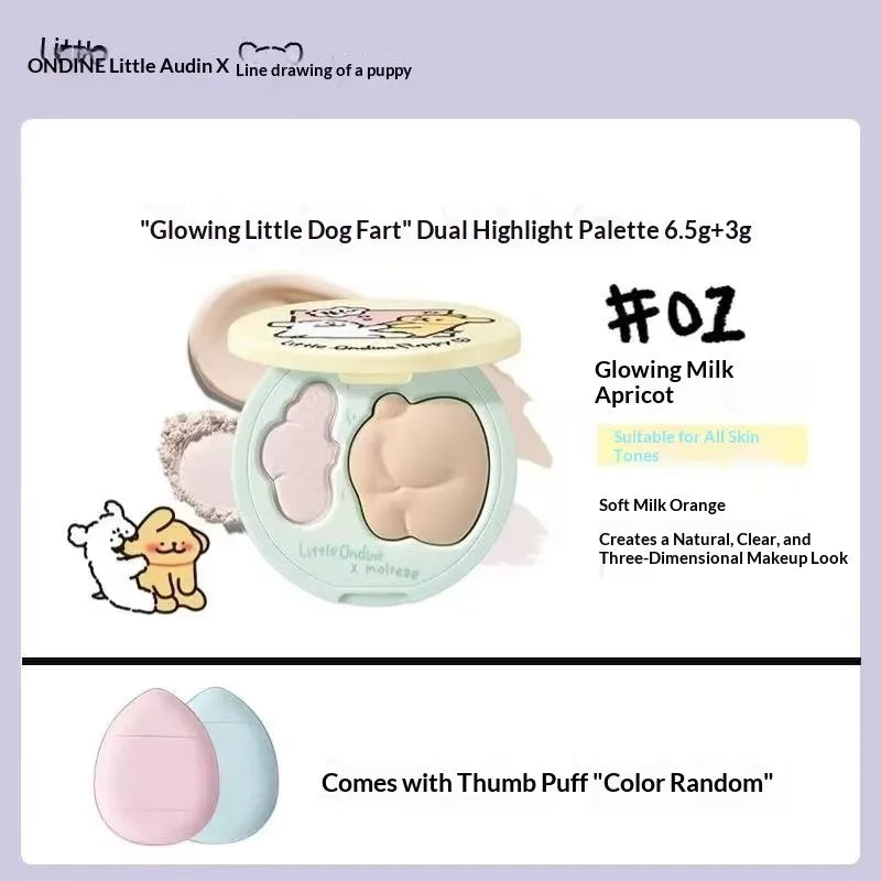 Peach Highlighter Palette with Duo Color Matte Face Brightener & Bronzer