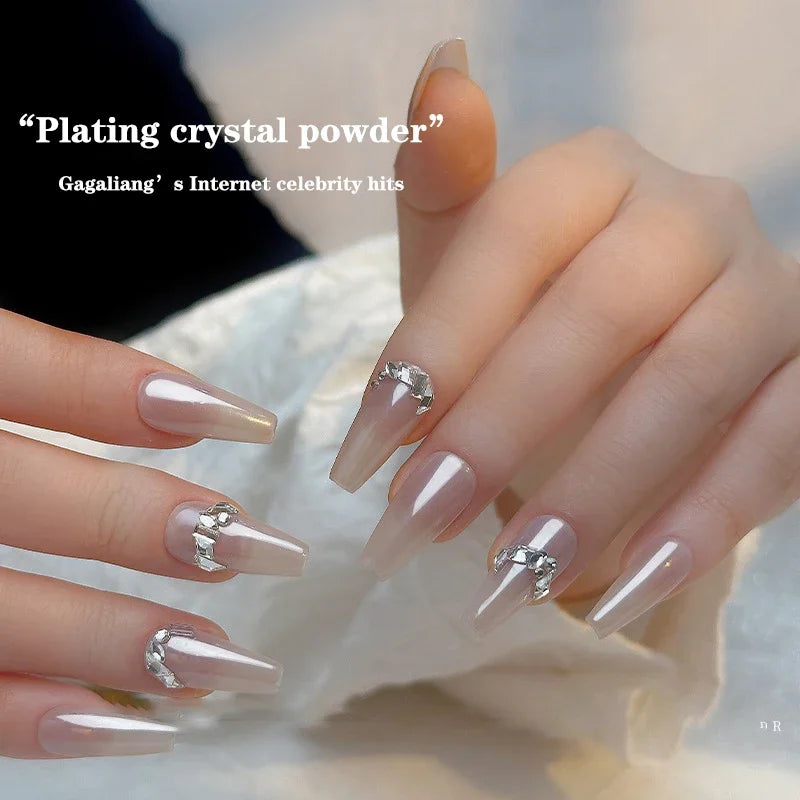 Pearl White Glitter Dust Chrome Powder for Nail Art - Moonlight Finish
