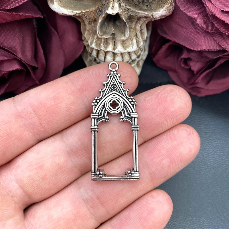 Set of 5 Gothic Vintage Castle Church Charms for Jewelry Making 47x19mm