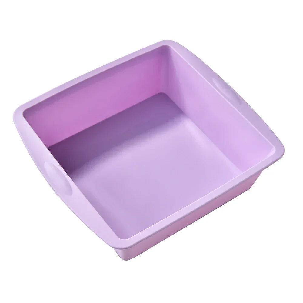 1/4Pcs Silicone Square Cake Plate Non-Stick Brownie Pan with Anti-Slip Handle