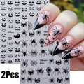 Halloween Black Pumpkin Bat Nail Art Stickers - 2 Sheets Spooky Nail Decals