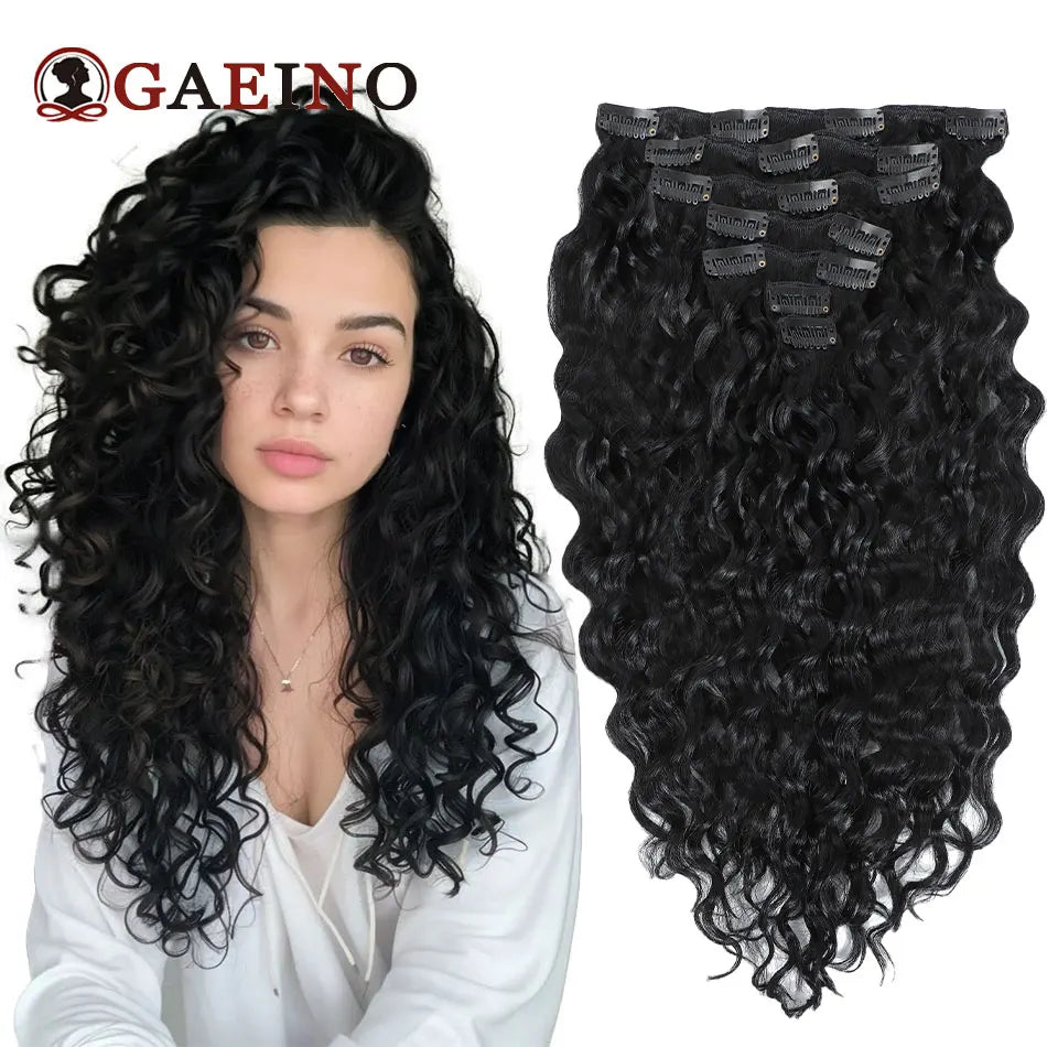 Water Wave Clip-In Hair Extensions 100% Human Remy Hair 7-Piece Set