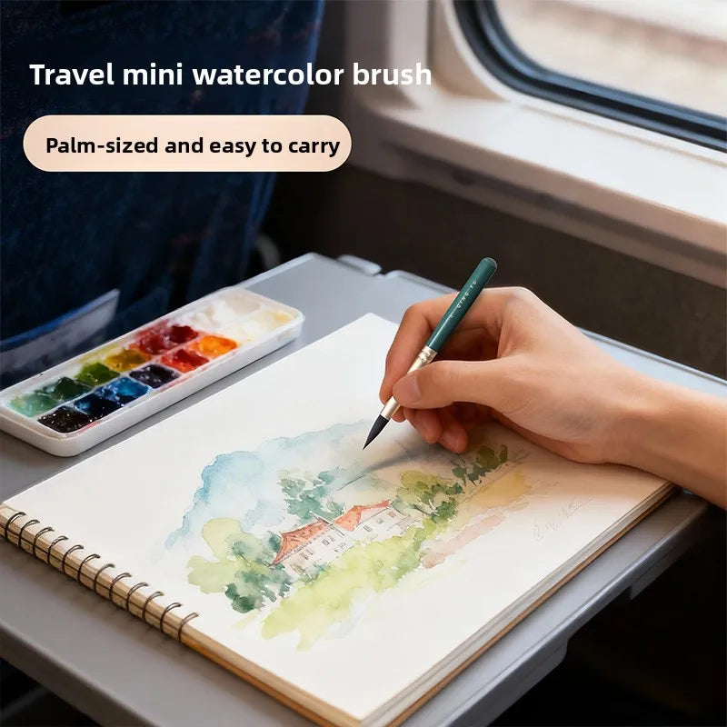 Mini Nylon Travel Paintbrush for Watercolor and Oil Painting - Art & Craft Tool