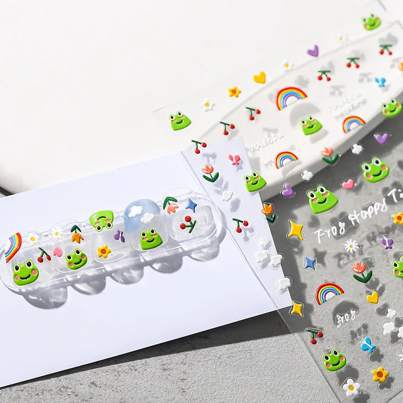 Japanese 5D Cartoon Face Nail Art Stickers Kawaii Acrylic Decals for Manicure DIY