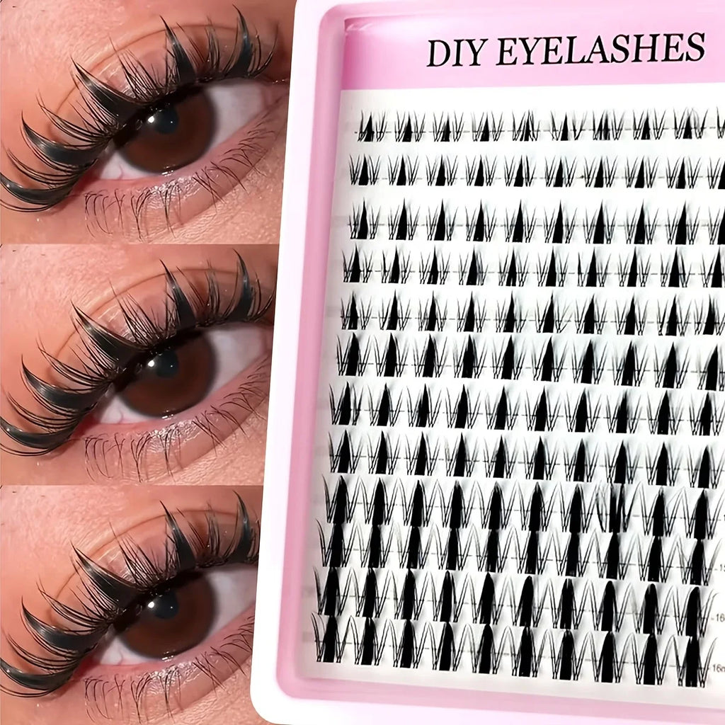 Korean Style Reusable False Eyelash Clusters 320pcs - Slim 13mm for Natural Look