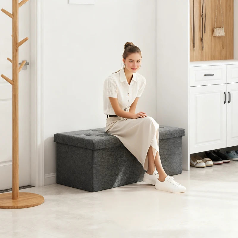Heavy-Duty Multi-Purpose Folding Storage Ottoman Bench for Indoor Outdoor Use