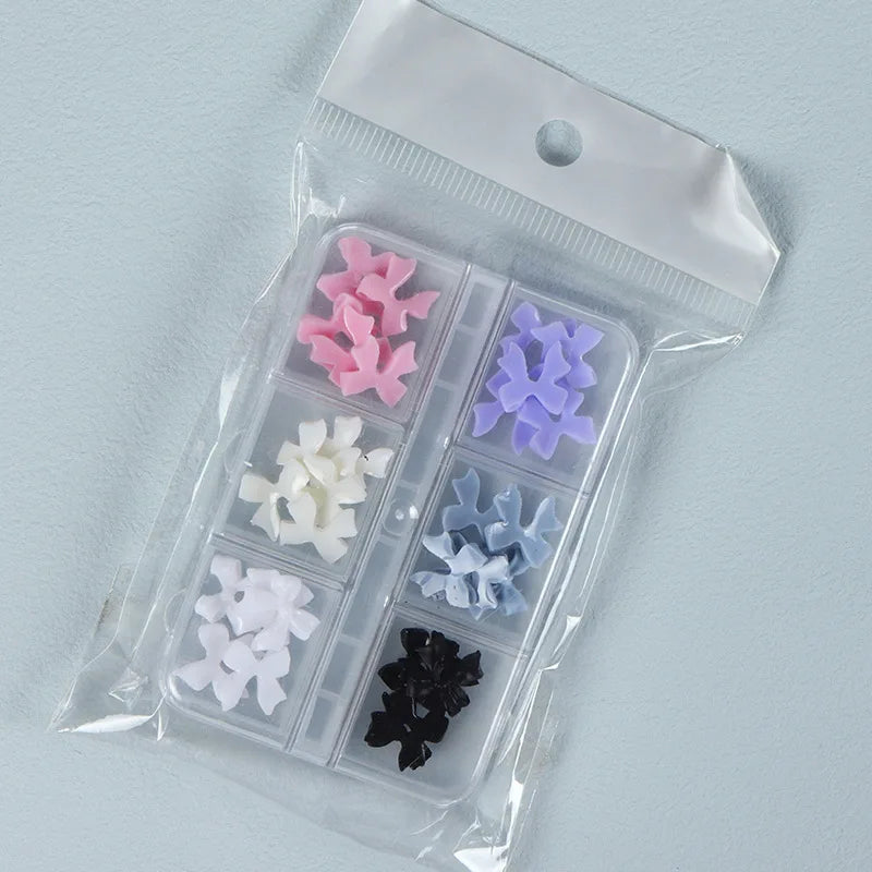 30pcs Kawaii Mini Bow Nail Art Decorations Matte Butterfly Charm DIY Resin Accessories