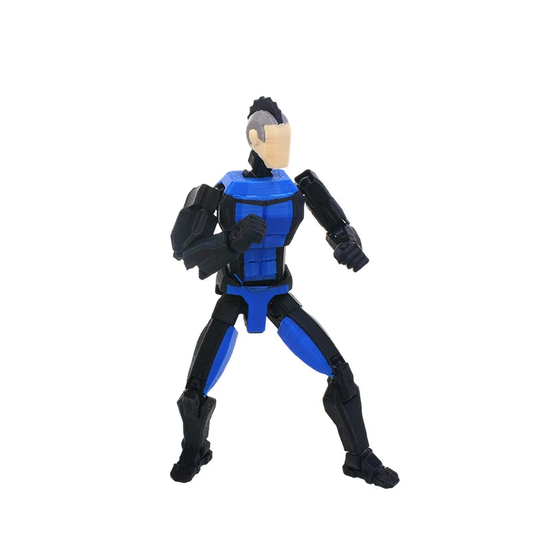 Multi-Jointed Invincible Boy Action Figure 13cm Collectible Model Toy - Light Blue Stripe