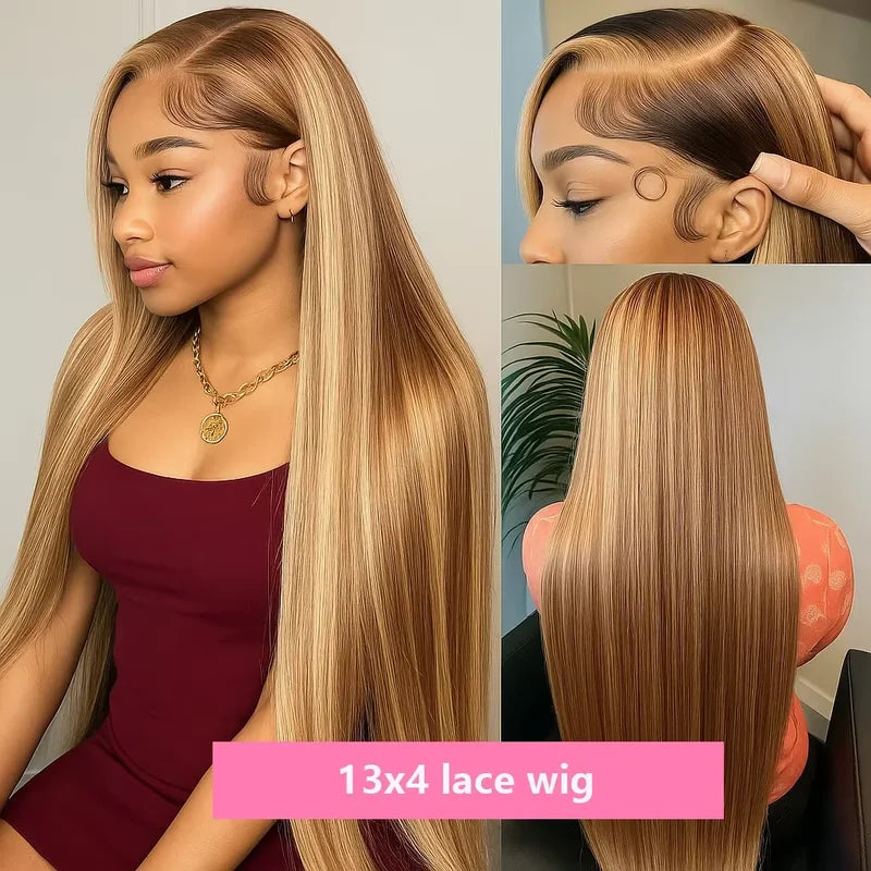 Pre-Plucked Human Hair Wigs with Lace Front & 250% Density - Straight Bob Wigs for Women
