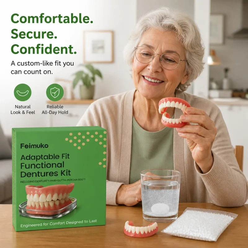 Temporary Cosmetic Denture Kit with Adjustable Fit & Fitting Material for Smile Enhancement