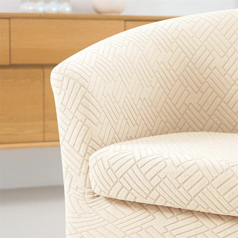 2pcs Jacquard Club Chair Cover with Cushion Set - Elastic Non-Slip Furniture Protector
