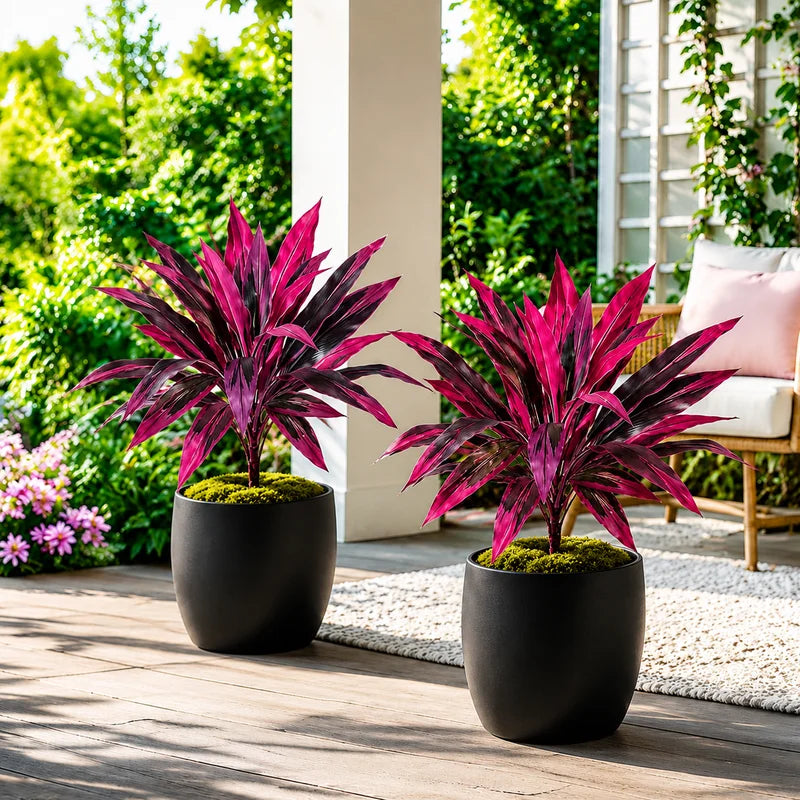 2pcs Artificial Dragon's Blood Tree UV Resistant Waterproof Faux Foliage for Garden & Wedding Decor