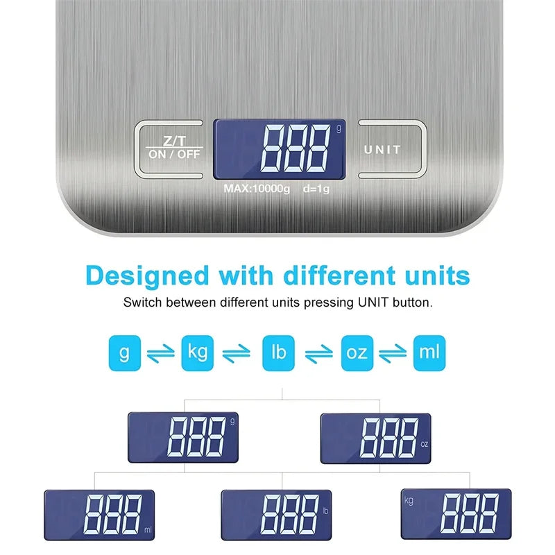 Digital Kitchen Scale 5kg/1g Stainless Steel Food Weighing & Jewelry Scale