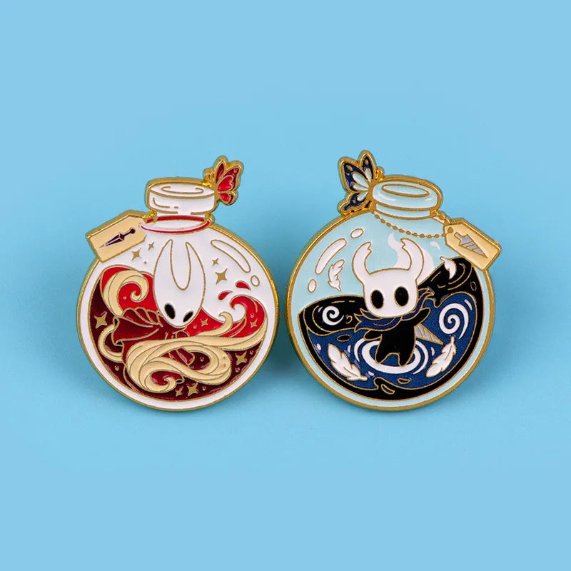 2pcs Cartoon Bottle Enamel Pin Set for Jackets Backpacks Fashion Brooches Gift