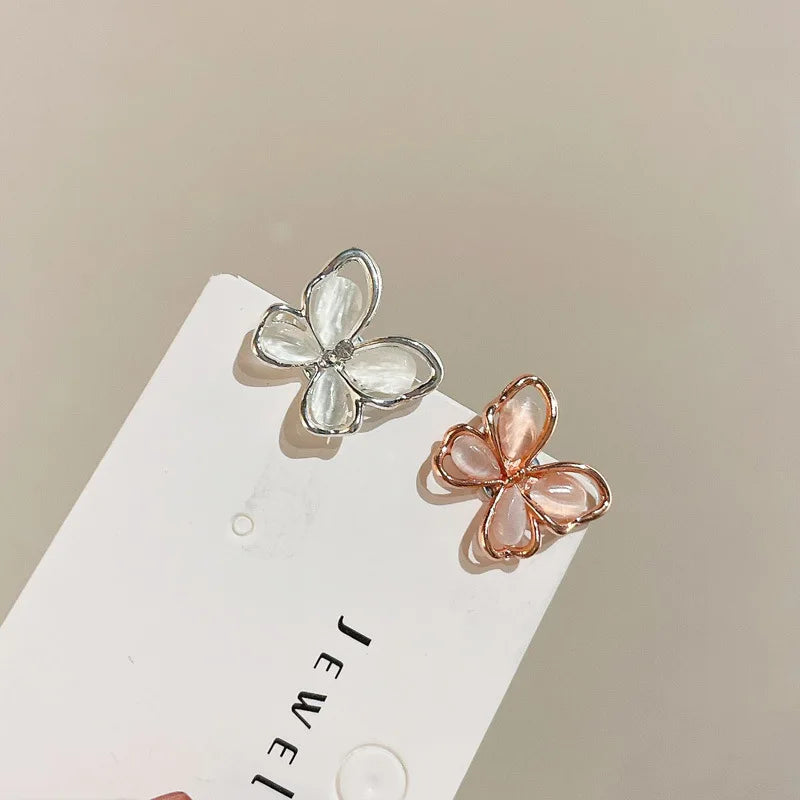 Magnetic Ear Clip No Piercing Jewelry for Women Butterfly Opal Zircon Studs