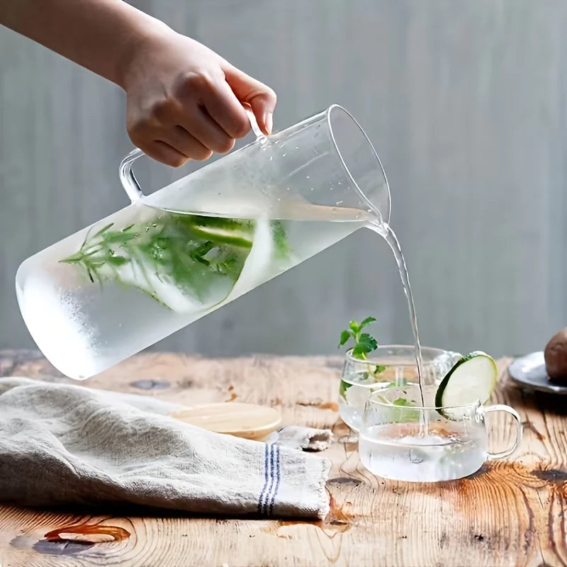 Borosilicate Glass Water Pitcher 1L 1.5L with Stainless Steel Lid Household Juice & Coffee Jug