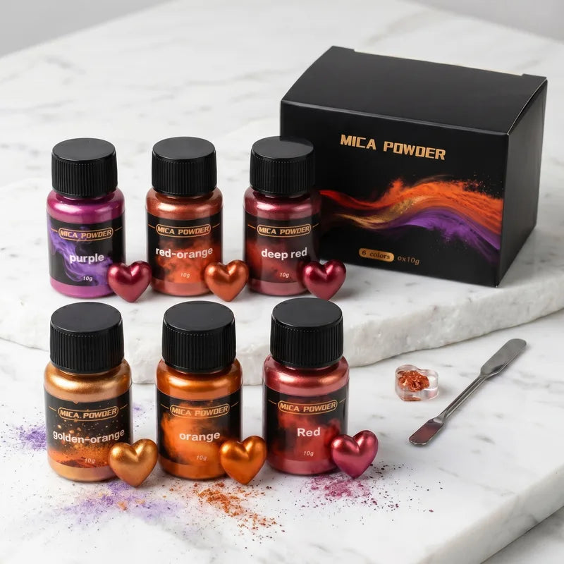 Metallic Pigment Powder Set for Resin, Plaster, Candle Molds - 6 Colors