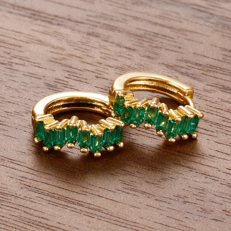2PCS Stainless Steel Irregular CZ Zircon Hoop Earrings for Women - Small Huggie Cartilage Jewelry