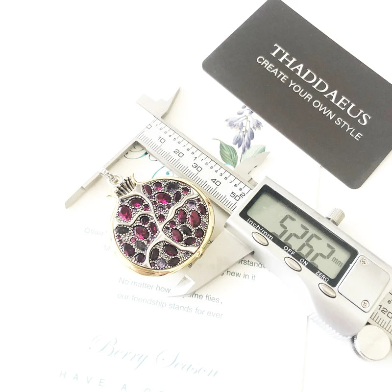Large Pomegranate Pendant in Sterling Silver - Romantic Gift for Women