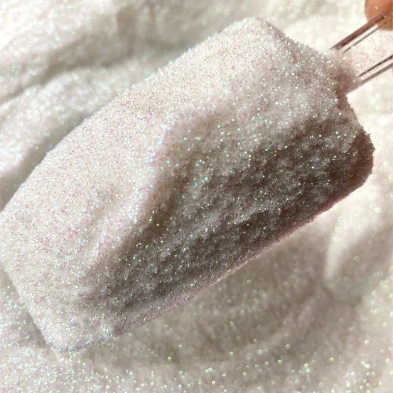 50g White Iridescent Nail Glitter Powder - Holographic Rainbow Chrome Dust