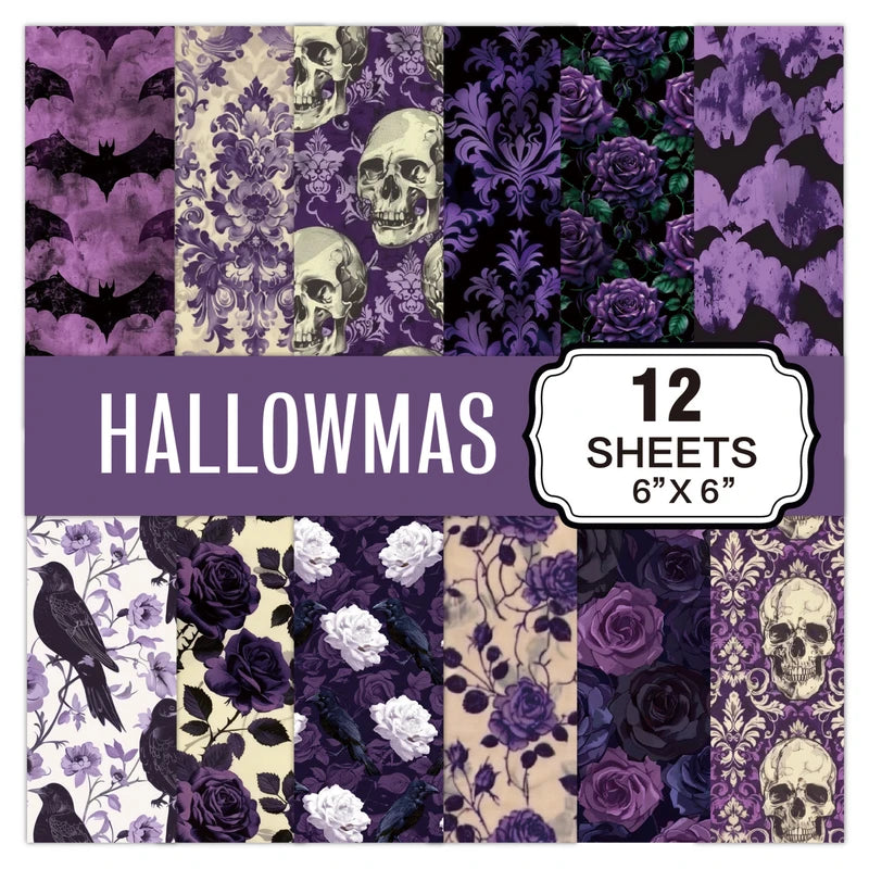 Halloween Scrapbooking Paper Pack 12 Sheets 6x6 Inch Vintage Craft Set