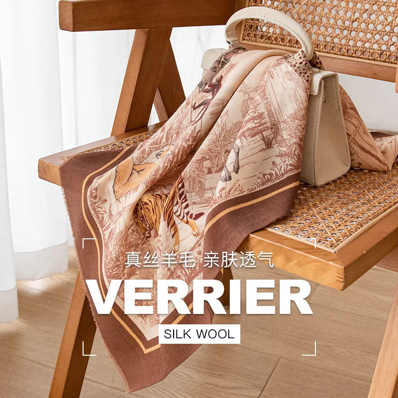 Lightweight French Style Wool Silk Scarf - Spring & Summer Air Conditioning Shawl