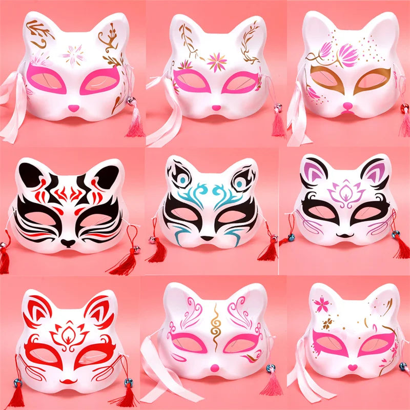 Japanese Fox Mask Half Face Cosplay Mask for Halloween Party Festival