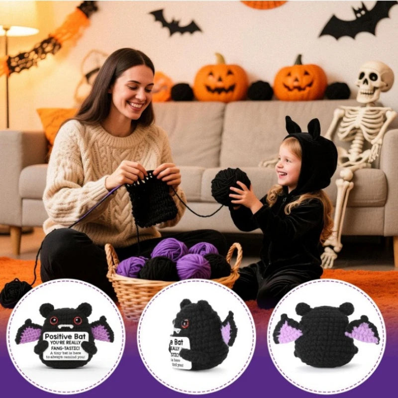 Handmade Bat Doll Ornament - Halloween Egg Decor for Room & Party Gift