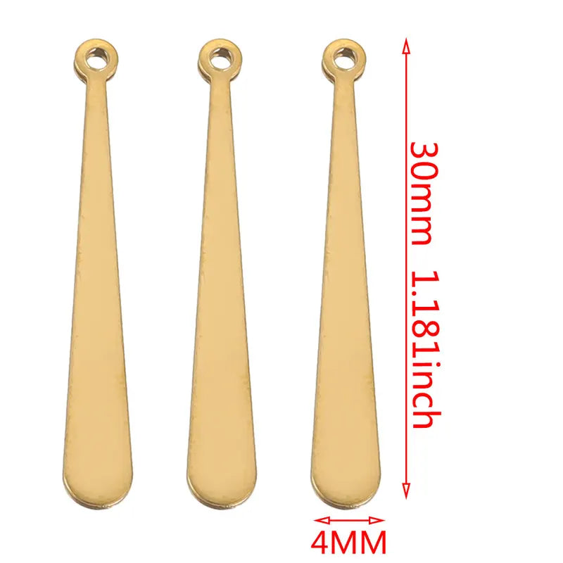 20pcs Stainless Steel Long Drop Charms for Jewelry Making Earrings Pendants & Bracelets