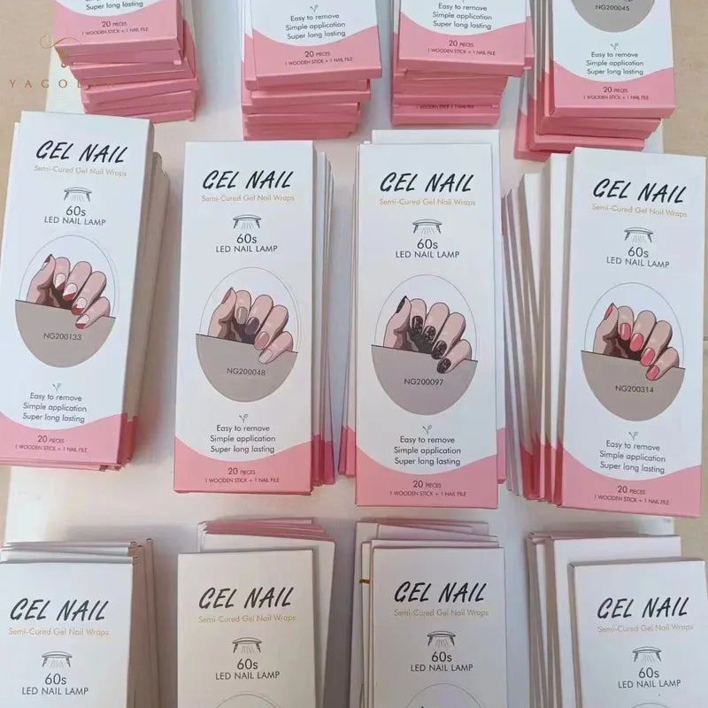 Semi-Cured Gel Nail Wraps Set for DIY Manicure Waterproof Long Lasting