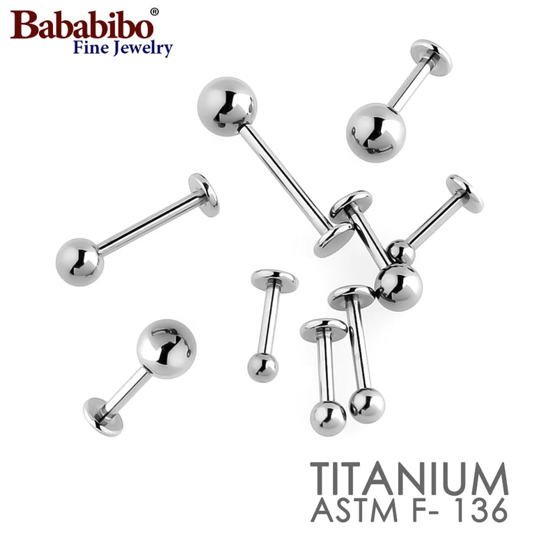 Hypoallergenic Titanium Labret Studs & Lip Rings with Secure Screw-In Design