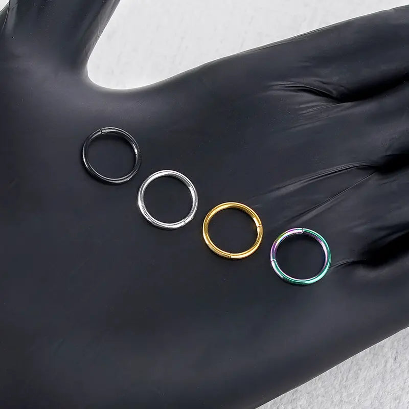 Titanium Septum & Nose Hoop Rings with Hinged Segment - Body Jewelry