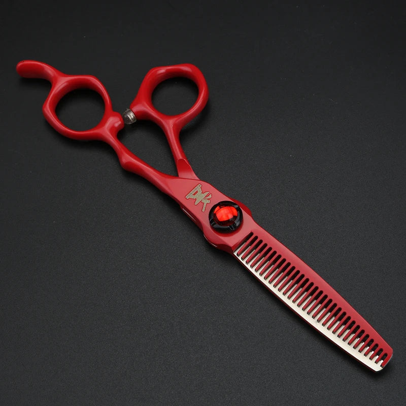 6 Inch Hair Cutting & Thinning Scissors - Red, Green, Black - Professional Salon Style