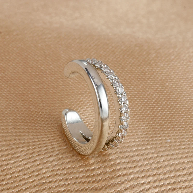 Stainless Steel Zircon Clip Earrings Female Buckle Ear Cuff No Piercings Fake Cartilage Jewelry